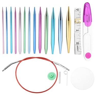 Imagem de Luqeeg Conjunto de Agulhas de tricô Circulares de 26 Unidades Feito de Alumínio de para Tricotadores Profissionais