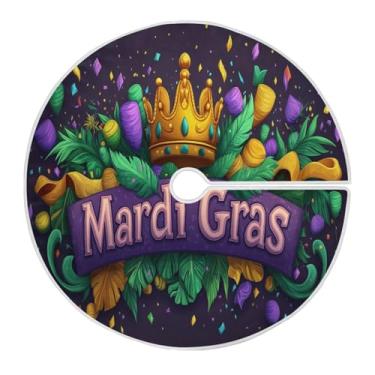 Imagem de ATTX Saia de árvore com coroa de carnaval de 118 cm - decoração festiva para festas de ano novo e carnaval #455