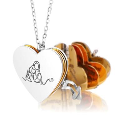 Imagem de Camhanno Colar To My Daughter From Dad, pingente de livro de aço inoxidável com 6 páginas, banhado a ouro amarelo 18K, corrente de 50 cm, presente de formatura de aniversário, Large, Aço inoxidável