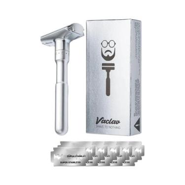 Imagem de Navalha De Segurança Masculina Em Aço Inoxidável Com Lâminas Reutilizá