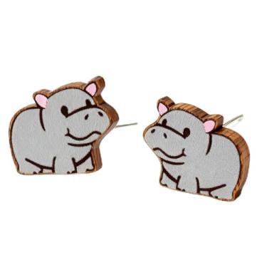 Imagem de Brincos de madeira para mulheres, pé grande, softball, tênis, pinguim, tartaruga, cão, gato, vaca, pato, Papai Noel, preguiça, hipopótamo, margarida, golfinho, fofo, vintage, hipoalergênico, brincos