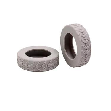 Imagem de Protetores de bagagem de silicone – Capas antiderrapantes resistentes ao desgaste para capas de carrinho de rodas duplas de 5 a 6 cm, pacote com 8 acessórios, Cinza, Viagens de lazer