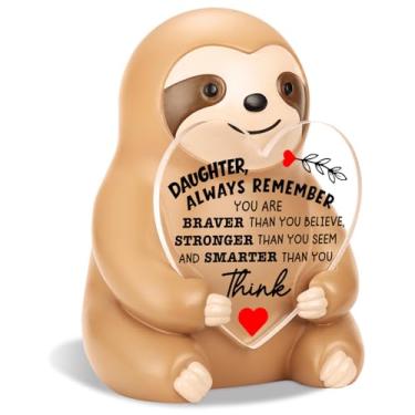 Imagem de Estatueta engraçada de preguiça presentes inspiradores para filha irmã, You Are Braver Stronger Smarter, presentes emocionais de preguiça fofa para filha, aniversário, Natal, volta às aulas, mesa