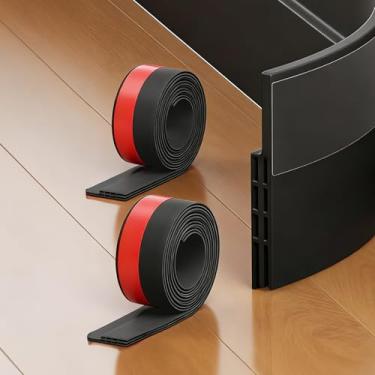 Imagem de Pacote com 2 rolhas ajustáveis sob a porta, vedação autoadesiva para redução de ruído e economia de energia, 5 cm L x 99 cm C (preto)