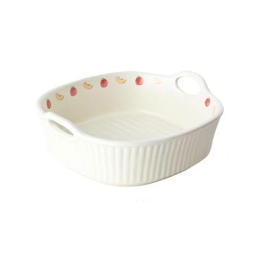 Imagem de Caçarola Prato de forno doméstico assadeira de cerâmica de alta temperatura tigela de queijo aprofundamento grande capacidade jantar cozinha (branco)