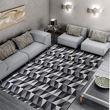 Imagem de Tapete Zeus Sala Quarto Antiderrapante Geométrico 132x200cm Preto Casa Dona