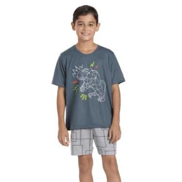 Imagem de Pijama Juvenil Masculino Petróleo Dinossauro - Izitex-Masculino