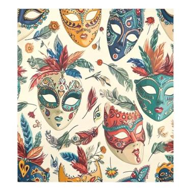 Imagem de Blueangle Capa de ímã de lava-louças padrão de máscaras de carnaval, decoração da capa frontal da máquina de lavar louça, adesivos de eletrodomésticos, adesivos de eletrodomésticos, 58 cm C x 66 cm