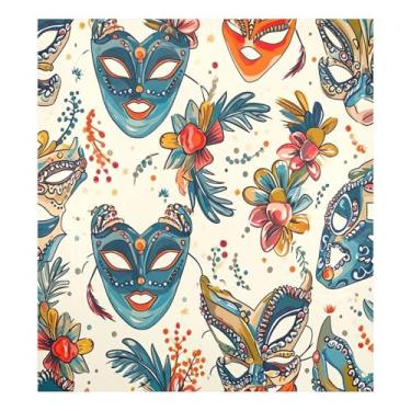 Imagem de Blueangle Capa de ímã de lava-louças padrão de máscaras de carnaval, decoração de capa de lava-louças frontal, adesivos de eletrodomésticos, adesivos de eletrodomésticos, 58 cm C x 66 cm adesivo
