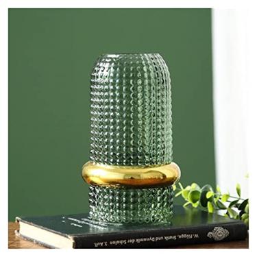 Imagem de Vasos para flores, vaso de vidro criativo com cintura dourada, arranjo de flores de lírio, rosa, casa, sala de estar, artesanato, decoração, vasos de flores, decoração de casa, vaso decorativo (médio)