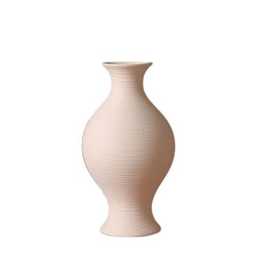Imagem de KEG801302 Vasos para flores vaso de cerâmica arranjo sala de estar arranjo de flores decoração geométrica casa cáqui simples vaso decorativo para casa