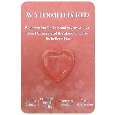 Imagem de Cristais vermelhos de melancia e pedras de ioga, conjunto de corações de cristais de quartzo quartzo rosa cristal em forma de coração pedras preciosas polidas para decoração, meditação e presentes