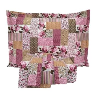 Imagem de Jogo De Lençol Percal 180 Fios Algodão (PATCHWORK ROSA,CASAL)