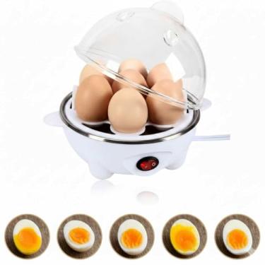 Imagem de Cozedor Elétrico de Ovos a Vapor 7 Unidades 110V Branco – Egg Cooker Portátil com Desligamento Automático – Compacto para Café da Manhã Saudável, Cozinha, Viagem e Trailer (15,5 x 15,5 x 14 cm)