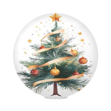 Imagem de STAYTOP Jogo americano redondo de árvore de Natal, 6 peças, tapetes de mesa antiderrapantes fáceis de limpar para decoração de mesa de festa de churrasco em casa