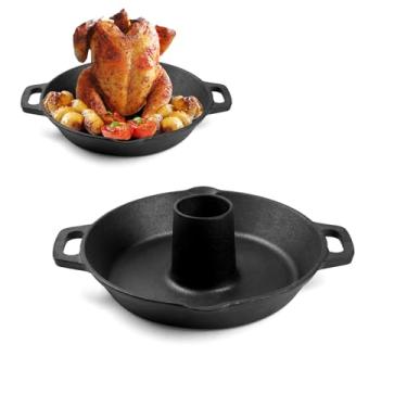 Imagem de Assador vertical de ferro fundido para frango, lata de cerveja, suporte de frango, 28 c...