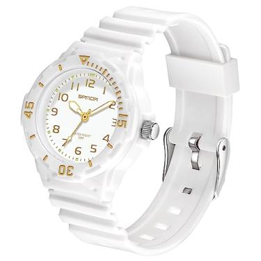 Imagem de Relógio analógico feminino esportivo à prova d'água minimalista simples - relógio feminino casual em ouro rosa, Ouro branco, relógio feminino