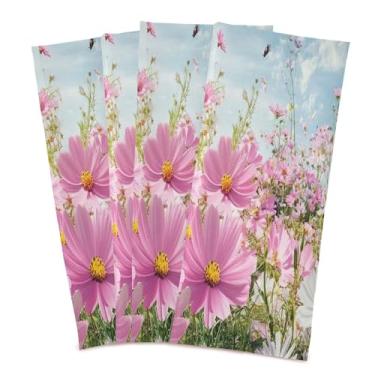 Imagem de xigua Conjunto de 4 panos de prato de cozinha Daisies and White Cosmos, toalhas de cozinha de secagem rápida altamente absorventes para limpeza de pratos e limpeza manual, 71 x 45 cm