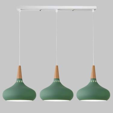 Imagem de Luminária pendente nórdica para interiores, lustre linear moderno, iluminação suspensa para ilha de cozinha, 3 lâmpadas E26, altura ajustável para sala de jantar.