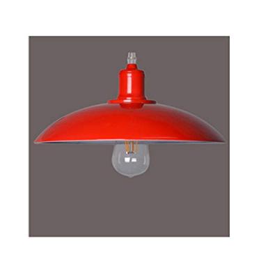 Imagem de Lustre moderno de metal com base E27, estilo vintage, com cúpula industrial, ideal para corredores, salas de jantar, bares, clubes e restaurantes (vermelho) (lâmpada não incluída)