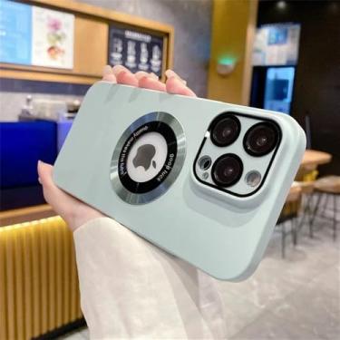 Imagem de Capa de luxo fosca em cor sólida para iPhone 17, 16 Pro Max, 17 Air, 11, 12, 13, 14, 15 Plus com proteção magnética para a câmera, azul celeste, para iPhone 13 Pro Max.