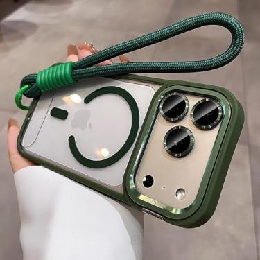 Imagem de Capa com suporte para câmera para iPhone 17 Pro Max Air, alça de pulso, película protetora para lente, compatível com iPhone 16, 15, 14 Plus, 11, 12, 13 Pro Max, verde escuro GS, para iPhone 15 Pro