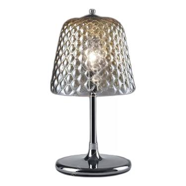 Imagem de Abajur Luminária Vidro Metal Fumê 47cm - Prateado