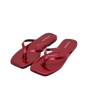 Imagem de Chinelo feminino, bico quadrado, espuma viscoelástica, suporte de arco, sandálias femininas de verão 2026, tendência de couro vegano, leve, macio, confortável, nuvem, chinelos femininos para praia