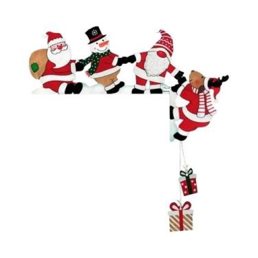 Imagem de Decoração De Natal Em Madeira Para Porta: Papai Noel, Boneco De Neve E