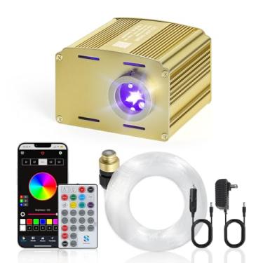 Imagem de Kit de teto brilhante para carro Starlight, RGBW 16 W 200 peças * 0,10 x 3 m luzes de teto estrela de fibra óptica com aplicativo e controle remoto, luzes de teto ativadas por som para decoração de