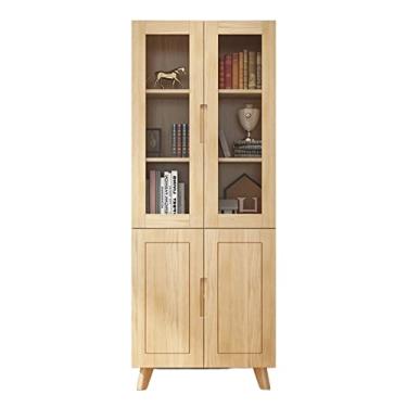 Imagem de Estante de livros independente para casa, estante de vidro, porta de vidro, estante de livros do chão ao teto, com várias camadas, adequada para sala de estar, estudo, quarto, estante organizadora