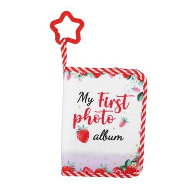 Imagem de Yosoo Meu Primeiro álbum de Fotos, Livro de Fotos de bebê de Pano Macio Com Espelho Seguro para 17 4 X 6 Polegadas, Padrão de Morango