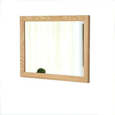 Imagem de Espelho de maquiagem todo espelho de madeira maciça espelho de carvalho verde espelho de molho simples quarto banheiro móveis