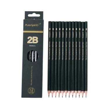 Imagem de 12 Lápis De Desenho Profissional 2B Grafite Com Mina Preta Para Esboço