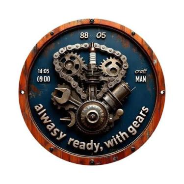 Imagem de Placa De Metal Retro Azul Laranja Com Motor V8, Decoração De Garagem C