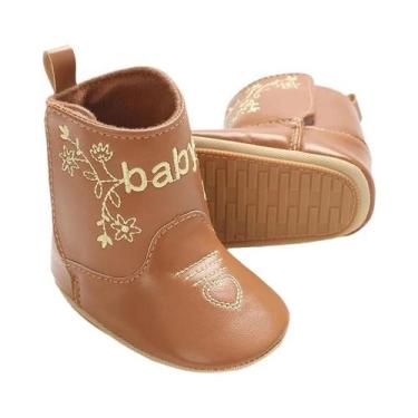 Imagem de Botas De Bebê Retrô Fofas De PU, Sapatos Casuais Bordados E Estampados