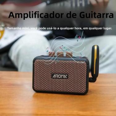 Imagem de Mini Amplificador De Guitarra Elétrica Aroma AG-04 Recarregável Blueto