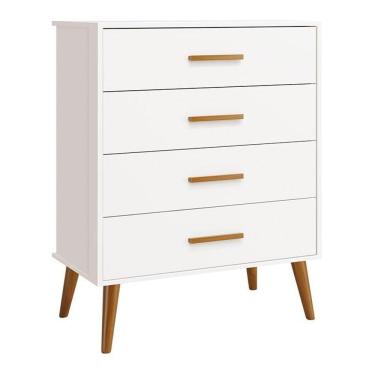 Imagem de Cômoda Infantil Isis 4 Gavetas Branco - Reller Móveis Branco