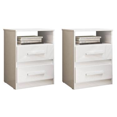 Imagem de Kit 2 Mesas De Cabeceira Apolo 2 Gavetas Flex Branco - Moval