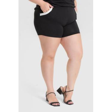 Imagem de Bermuda Feminina Plus size c/ Bolso Detalha Contrastante - Serena, Pre
