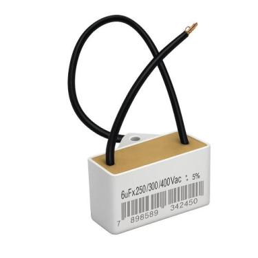 Imagem de Capacitor 2 fios 6 uf x 250/300/400 quadrado c/ suporte plastico trio