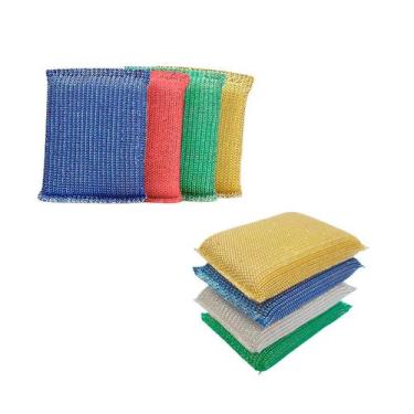 Imagem de 8 Bucha Multiuso Limpeza Fibra Alumínio Cozinha Almofada Esponja Panel