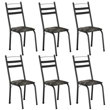 Imagem de Conjunto Com 6 Cadeiras Leia Artefamol Preto/flor