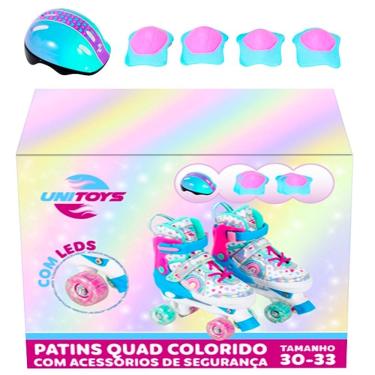 Imagem de Patins Quad Ajustavel KIT Proteçao Colorido Unitoys 30-33