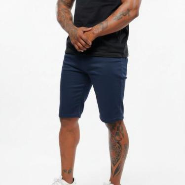 Imagem de Bermuda Masculina Sarja Sport Fino Volgue Alfaiataria Elastano, Azul m