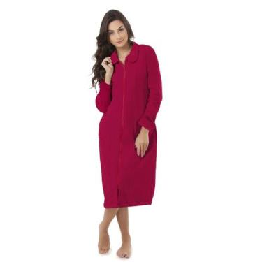 Imagem de Roupão Feminino Soft Longo com Zíper - Sogni Belli, P, Cereja