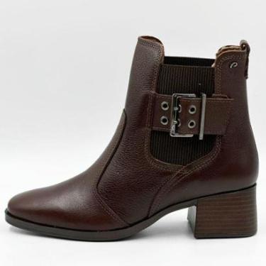 Imagem de Bota Pegada Cano Curto com Fivela Salto Médio Feminina-Feminino