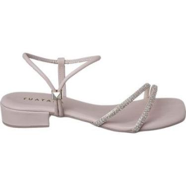 Imagem de Sandália Feminina Salto Baixo Grosso Bloco Tira Stras Brilho-Feminino