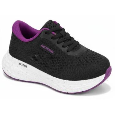 Imagem de Tênis Molekinha Preto Esportivo Meninas Antiderrapante -, Preto, 26