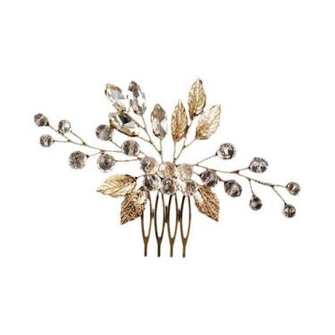 Imagem de Pente De Cabelo De Noiva Com Pérolas Brancas E Strass Em Formato De Fl